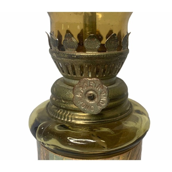 Vintage Chap Stick Co Amber Bottle Oil Lamp Religious Praying Hands Hong Kong 9" - Picture 7 of 10